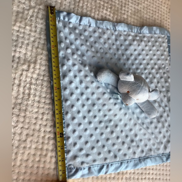 Pro Goleem Blue Plush Bear Lovey Security Blanket With Satin Trim - Picture 3 of 5